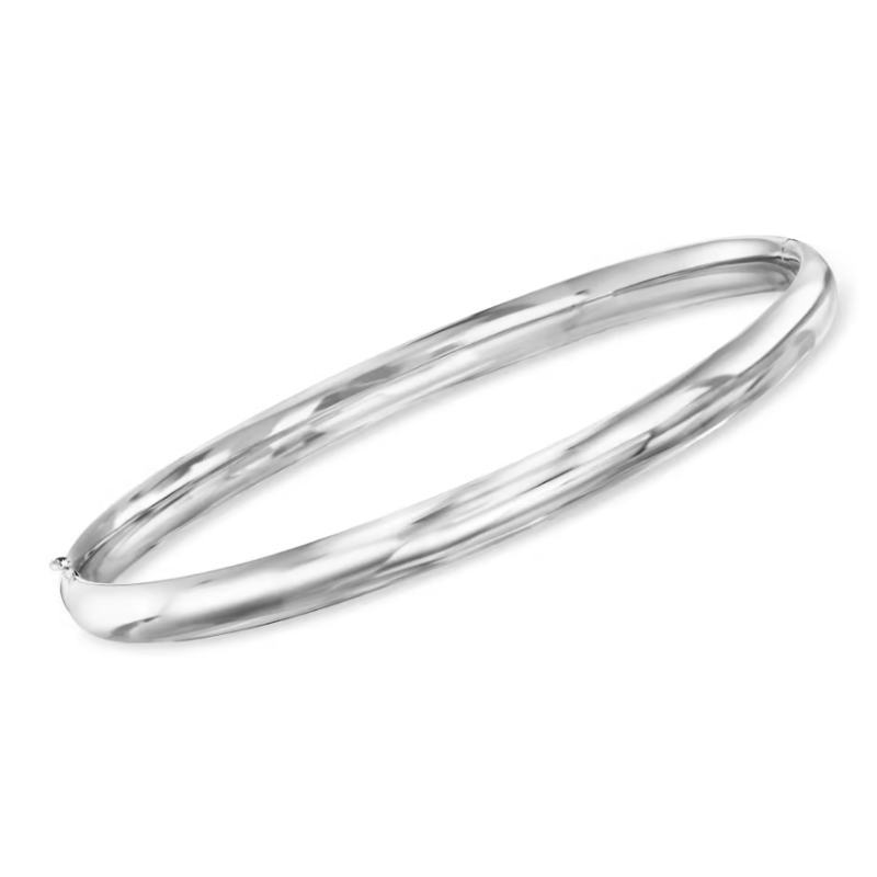 Estate 14 Karat White Gold Polished Bangle Bracelet